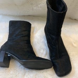 Franco Sarto black real pony hair boots size 8
